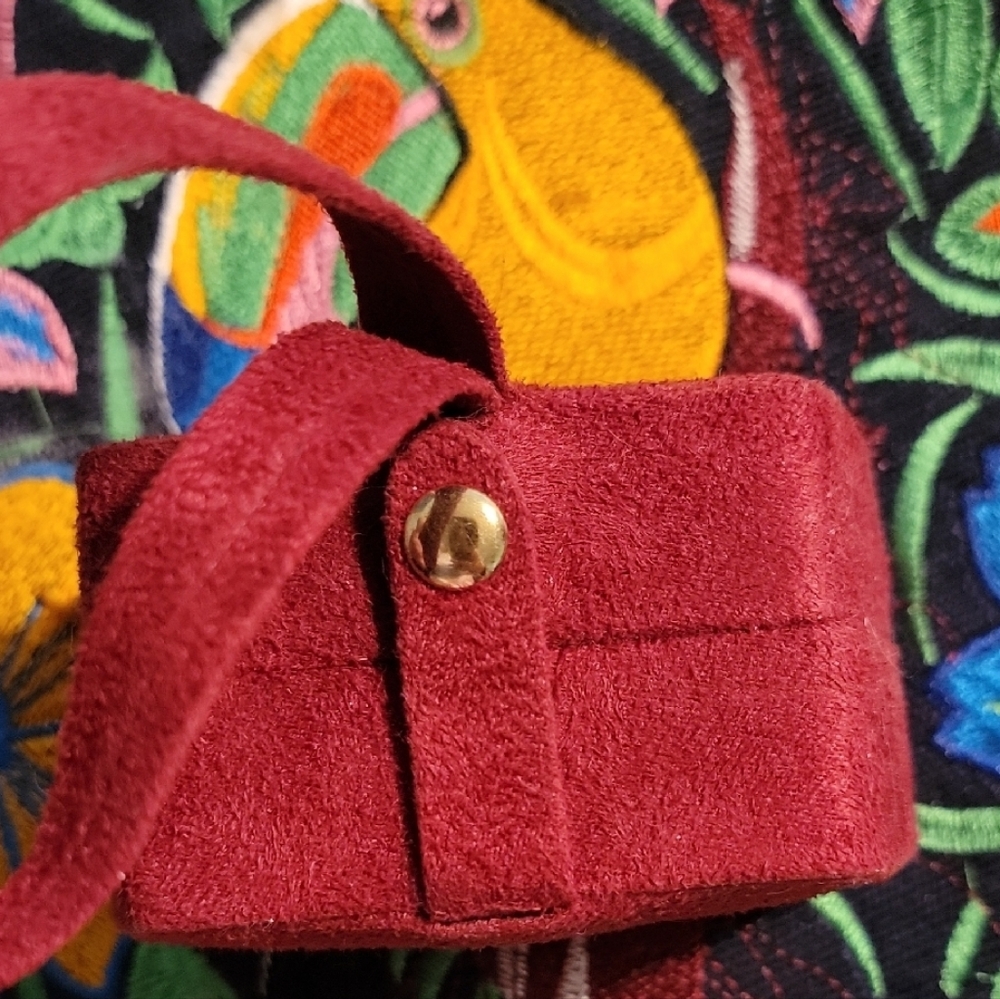 Red Suede Travel Jewelry Case